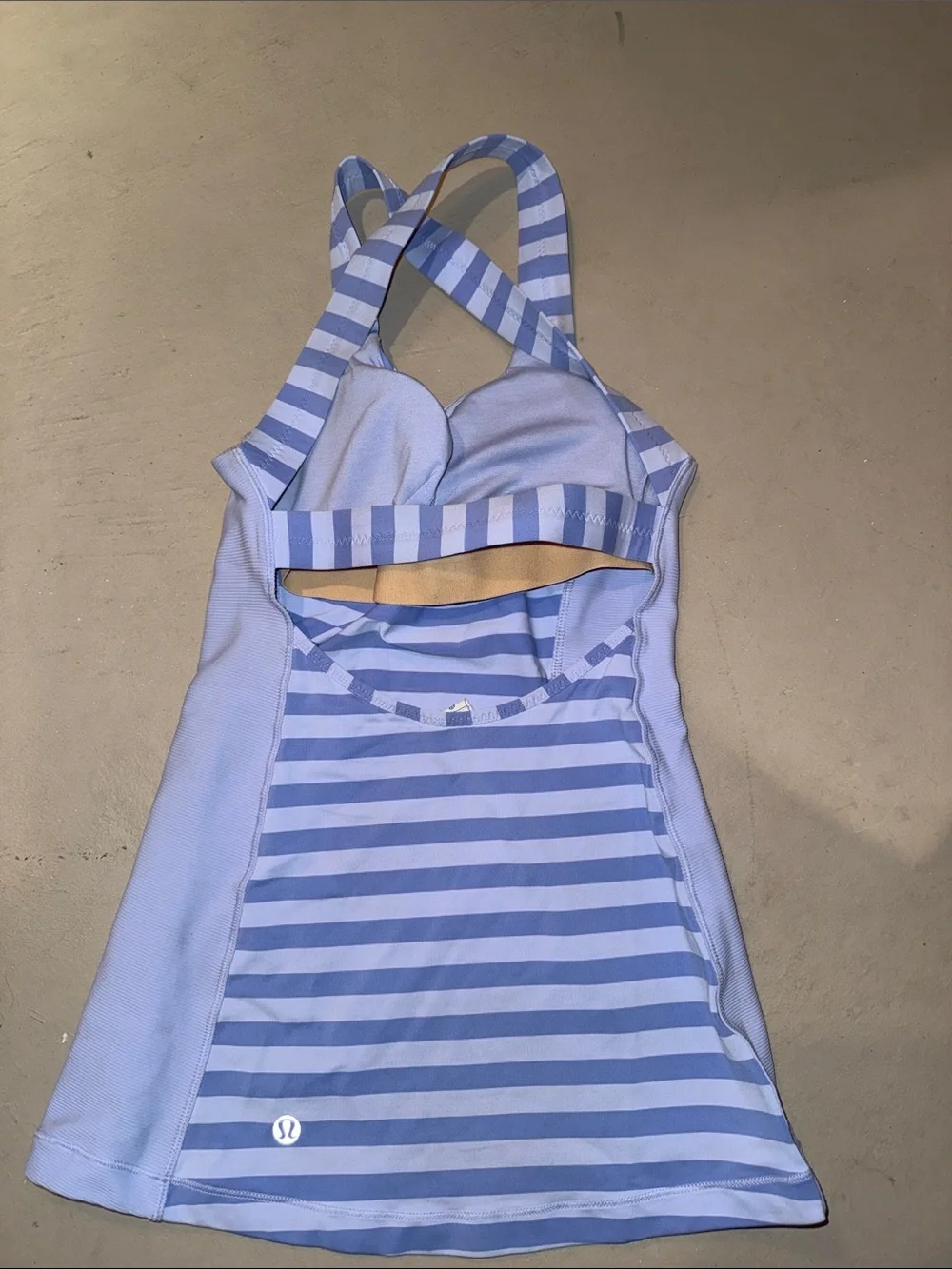 lululemon athletica Light Blue and White Striped Tank Top